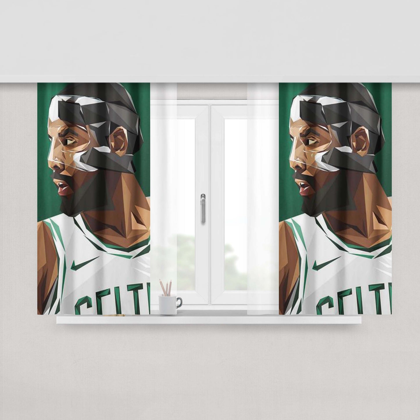 Kyrie Irving Mask Peach Skin Window Curtains