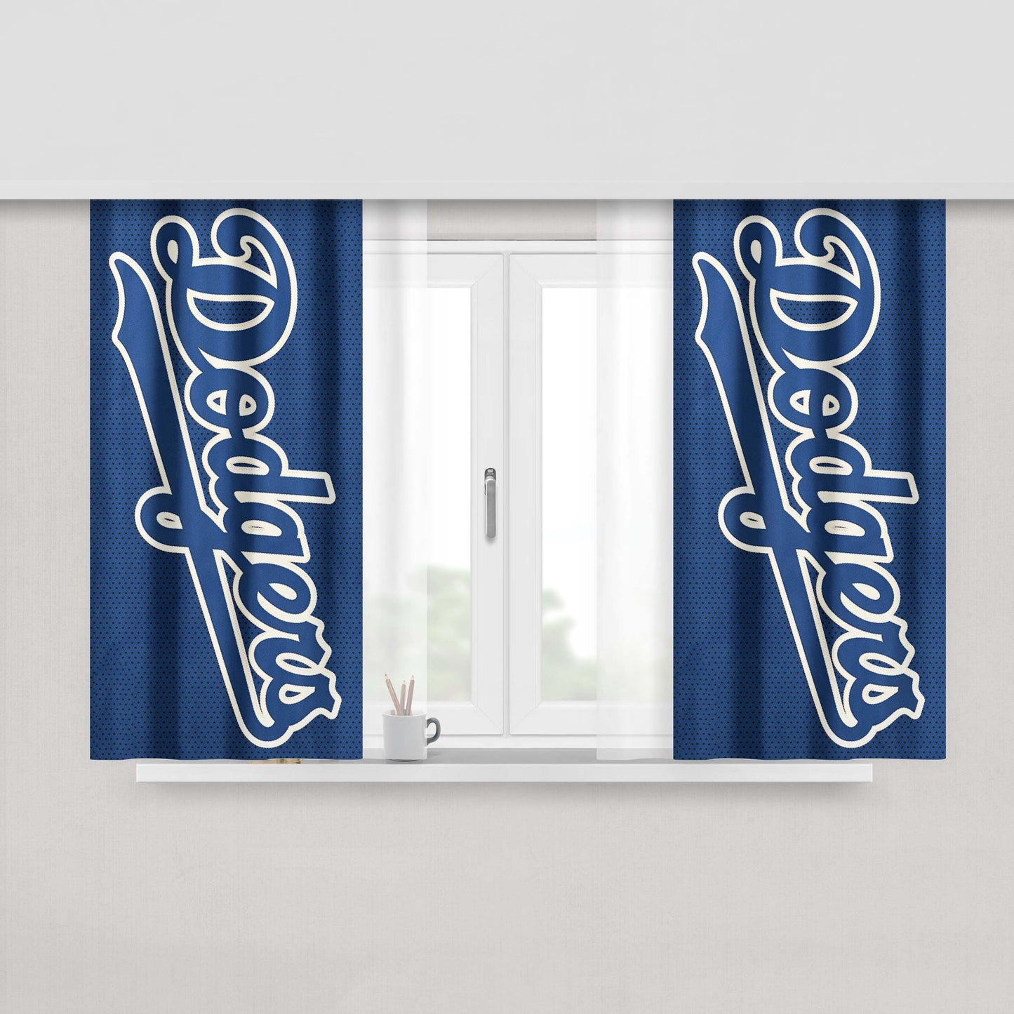 La Dodgers Font Peach Skin Window Curtains