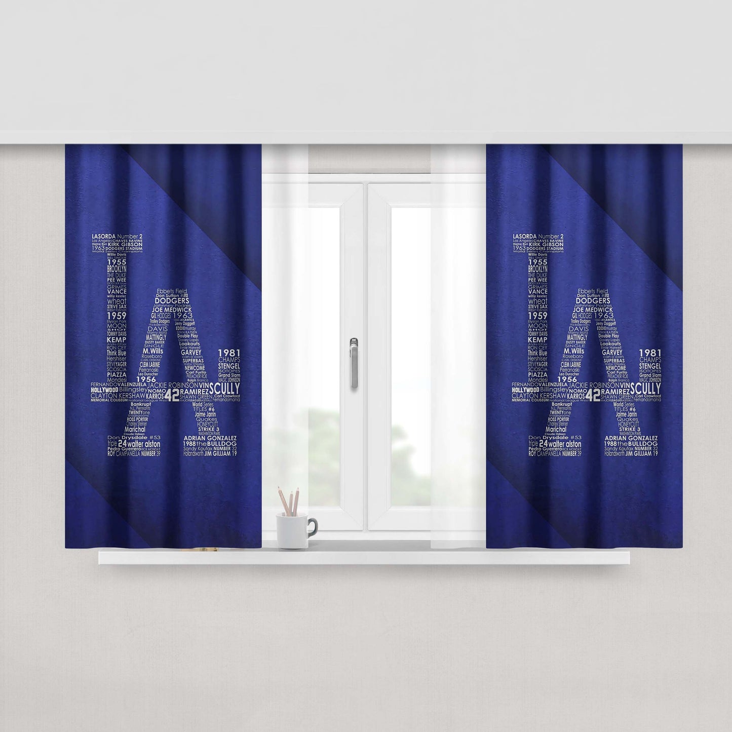 La Dodgers Typography Peach Skin Window Curtains