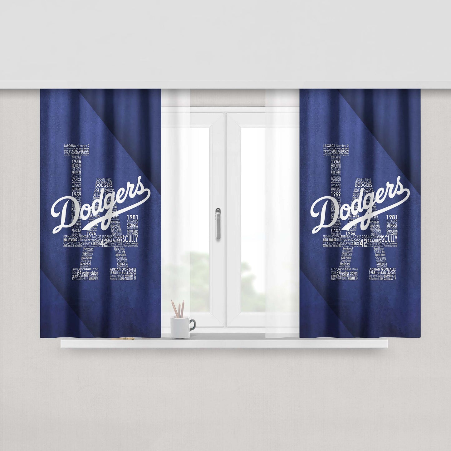 La Dodgers Peach Skin Window Curtains