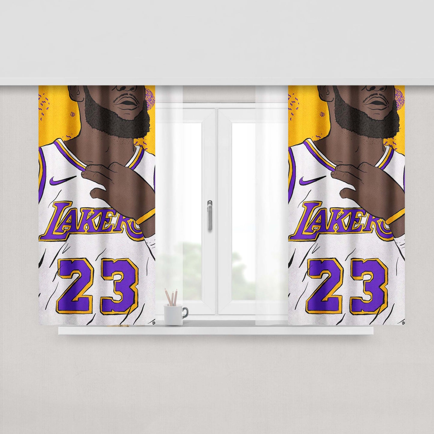 Lakers 23 Nba Legend Peach Skin Window Curtains