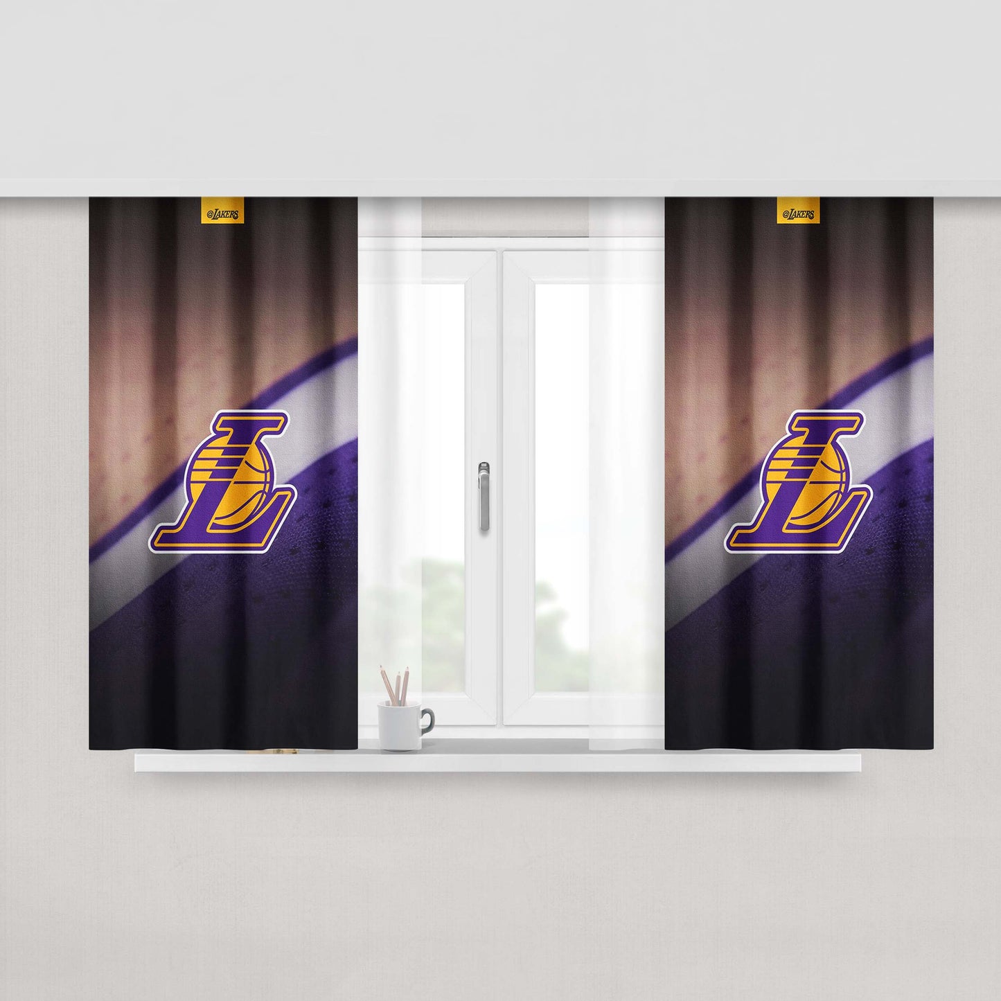 Lakers Logo Jersey Canvas Peach Skin Window Curtains