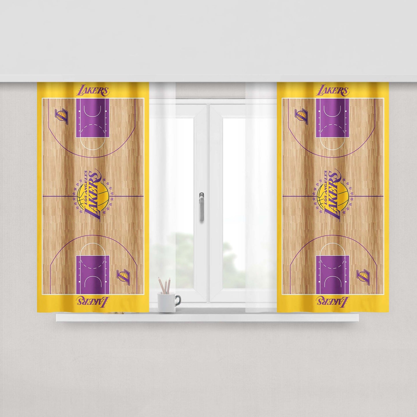Lakers Los Angeles Basket Peach Skin Window Curtains