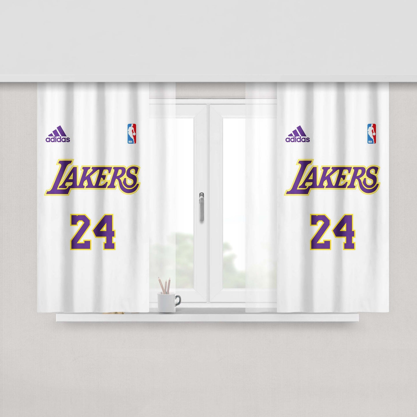 Lakers Number 24 Legend Nba Peach Skin Window Curtains