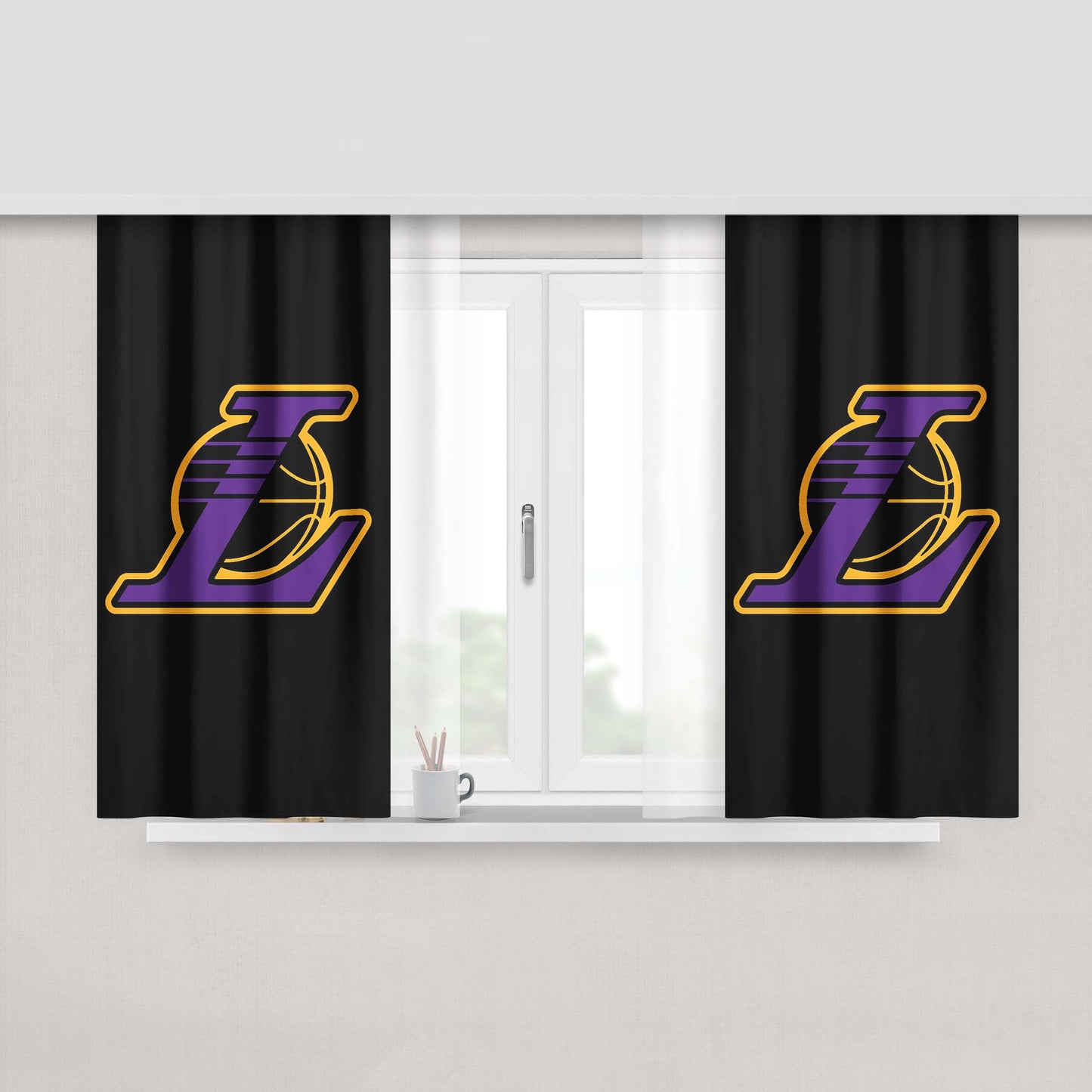 Lakers Team Purple Classic Nba Peach Skin Window Curtains