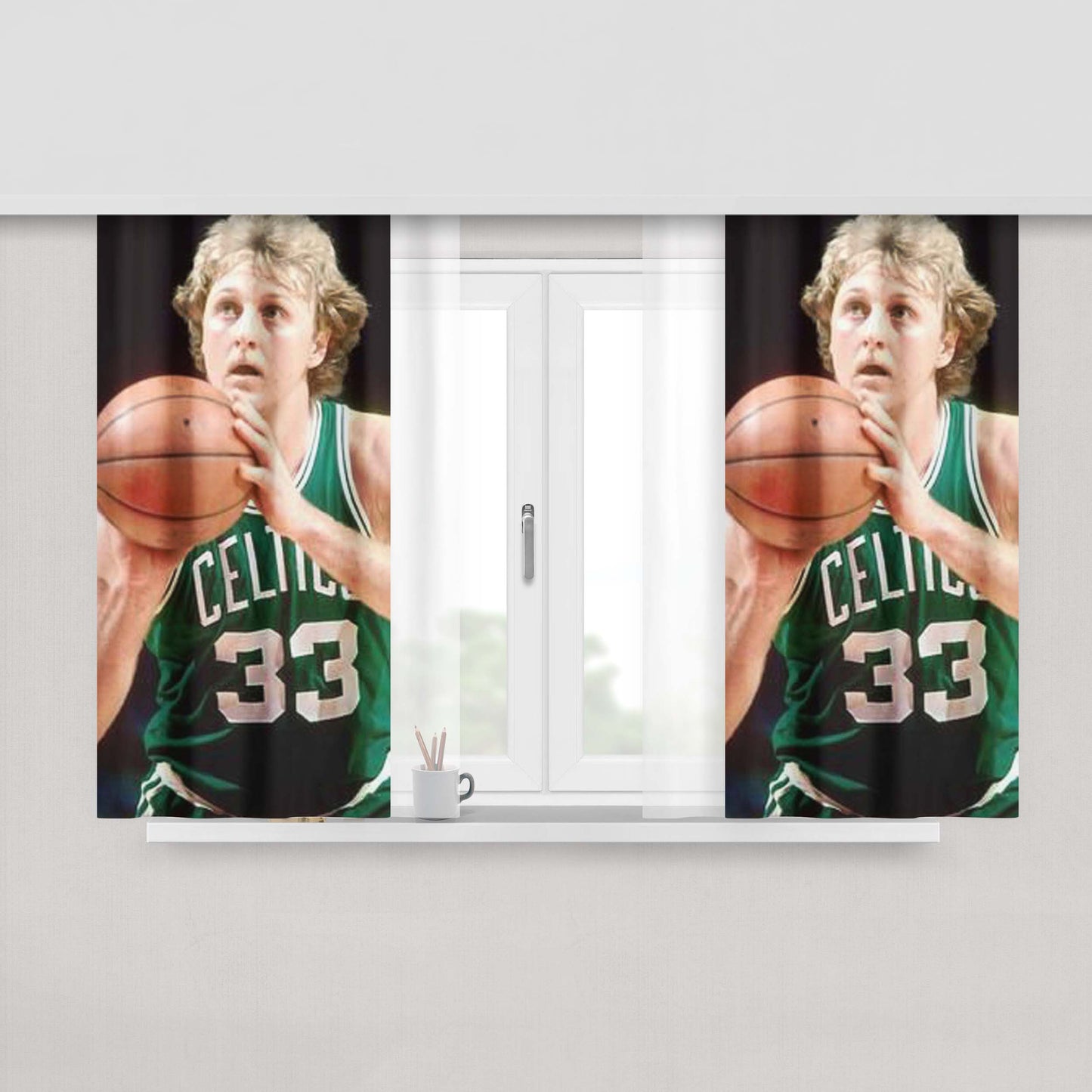 Larry Joe Bird Peach Skin Window Curtains