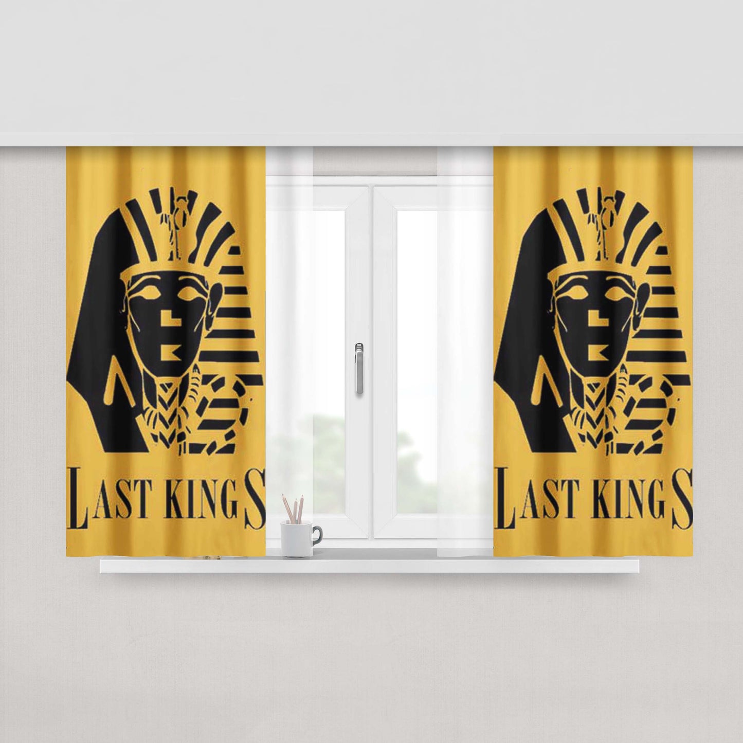 Last Kings Logo Peach Skin Window Curtains