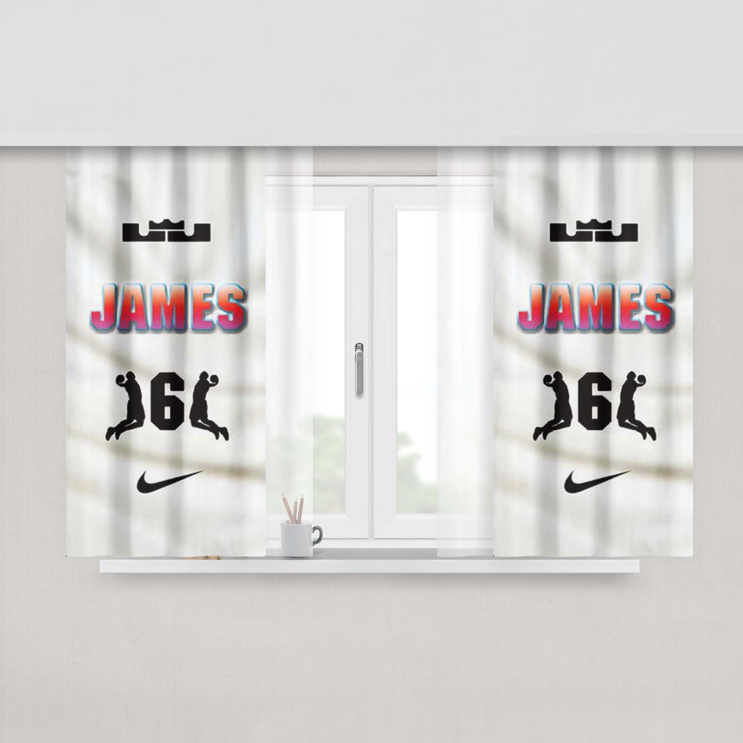 Lebron James 23 Peach Skin Window Curtains