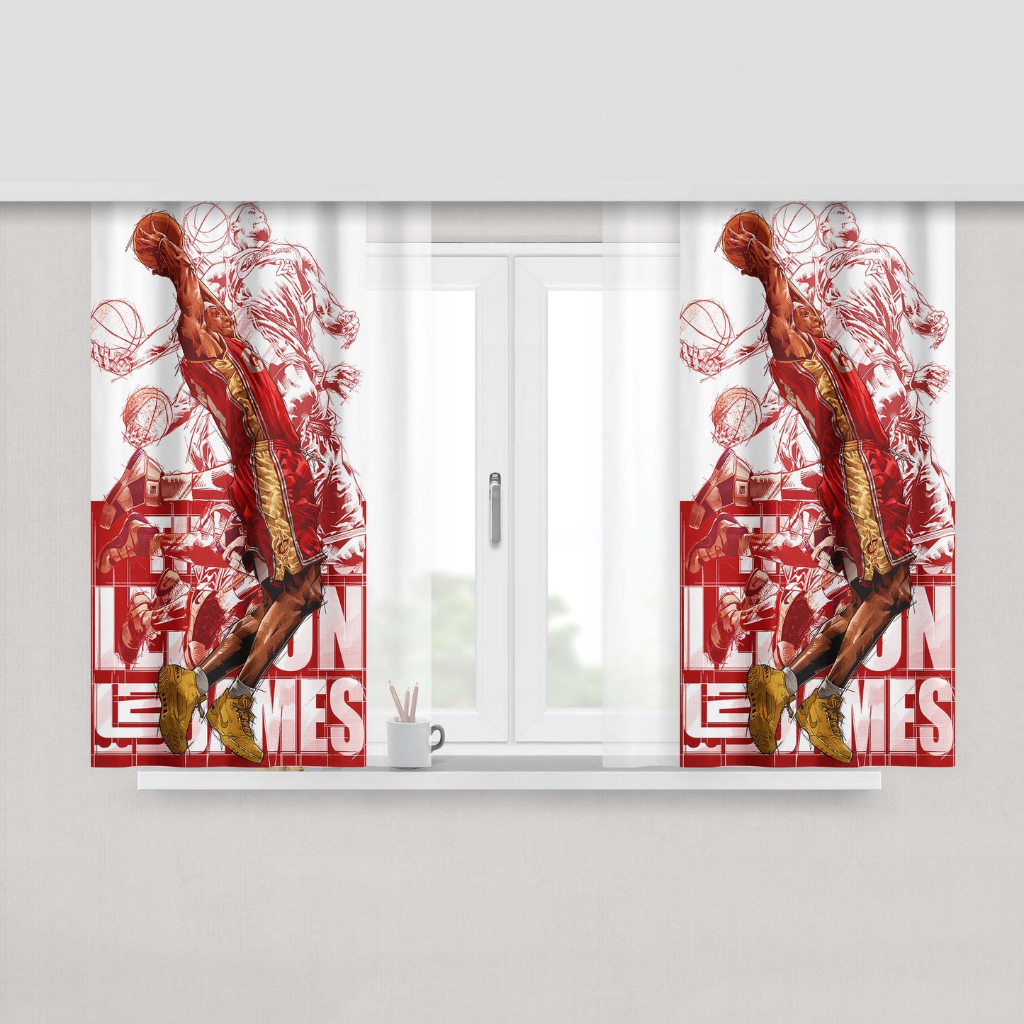 Lebron James Art Peach Skin Window Curtains
