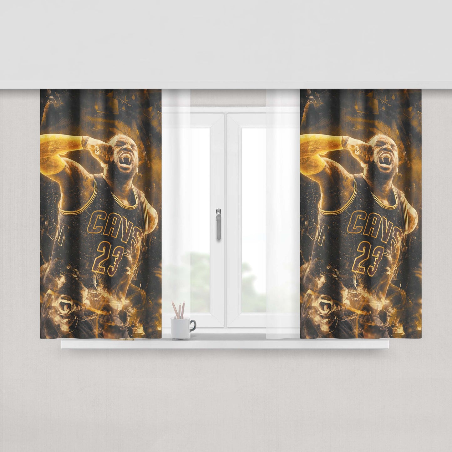 Lebron James Cleveland Cavs Peach Skin Window Curtains