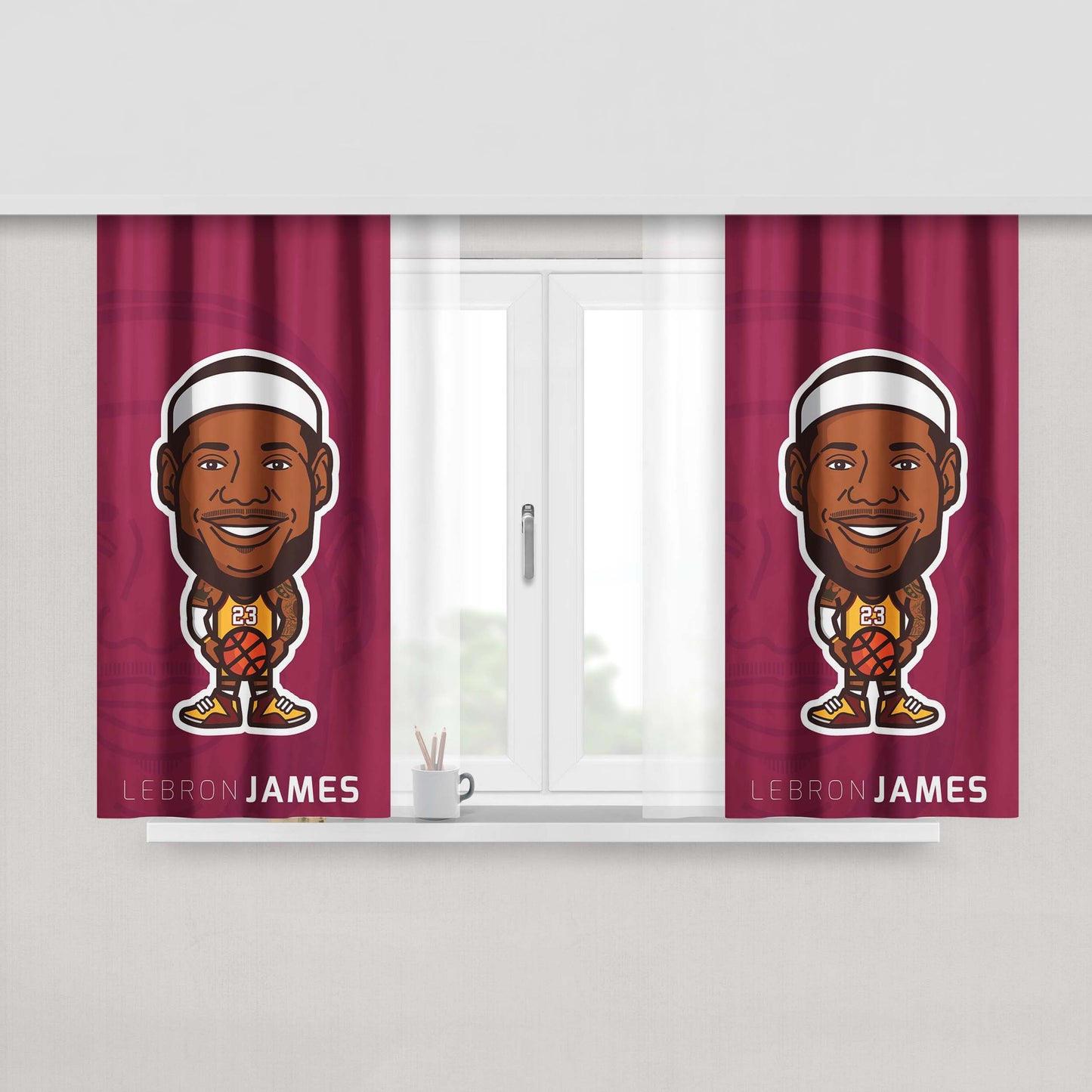 Lebron James Lakers Wallpaper Peach Skin Window Curtains