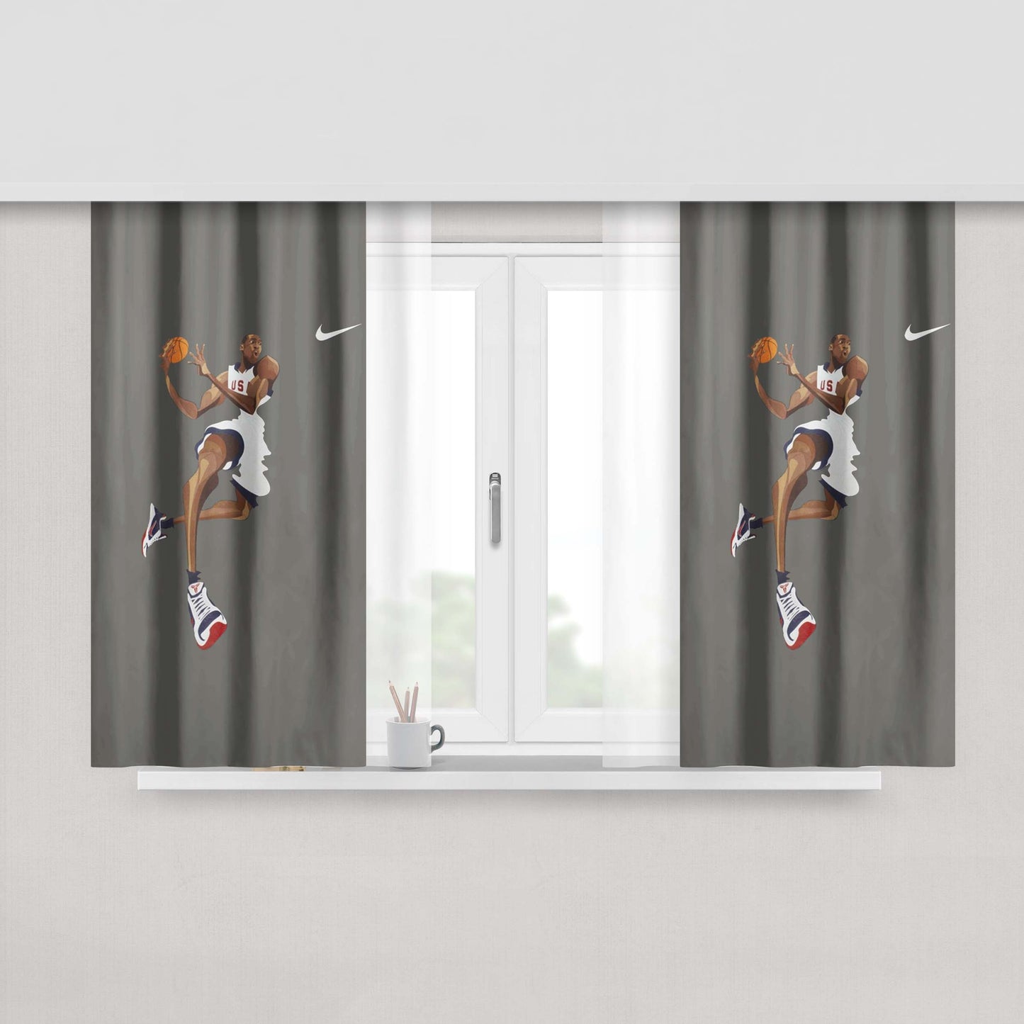 Legend Nba Slam Dunk Art Peach Skin Window Curtains