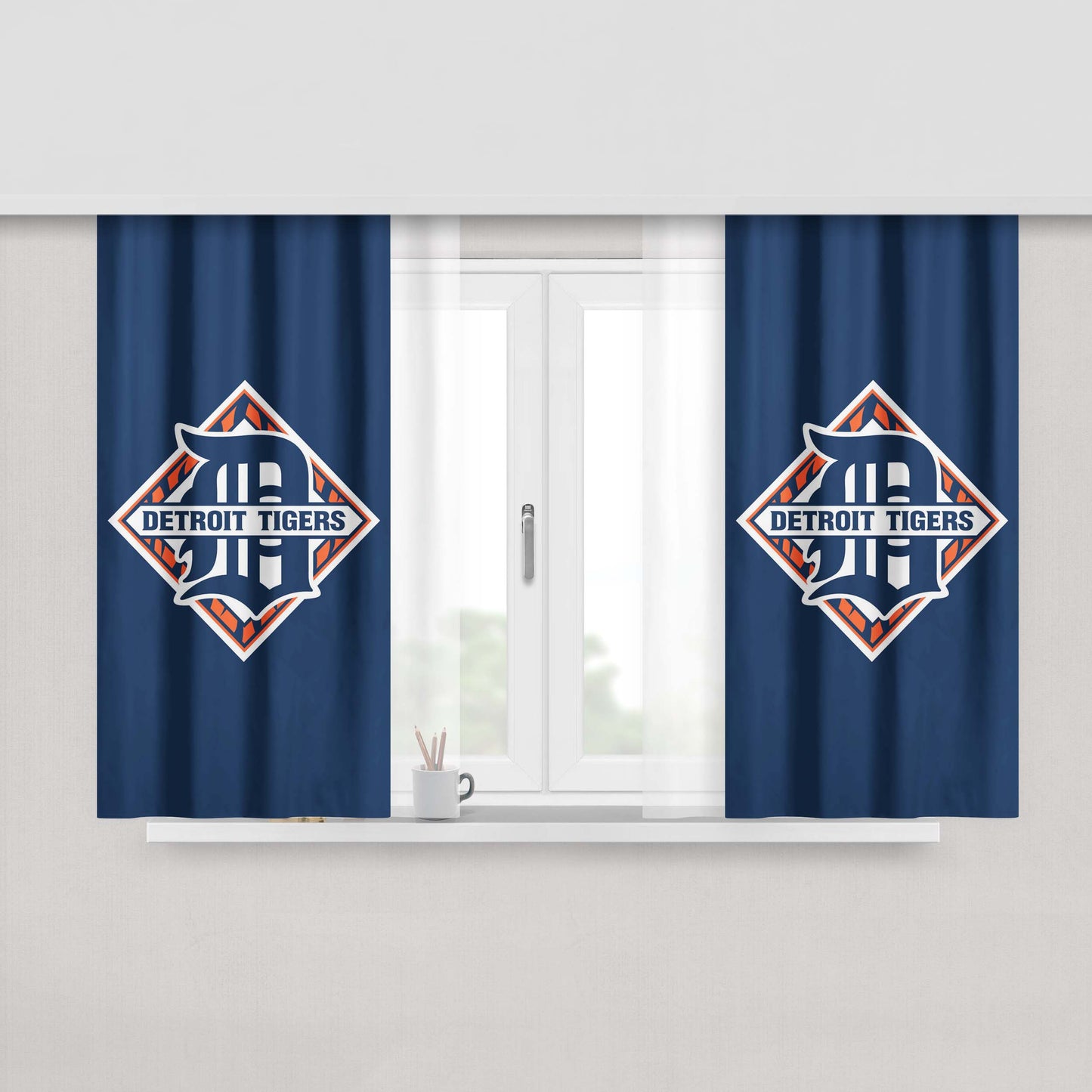Logo Detroit Tigers Peach Skin Window Curtains