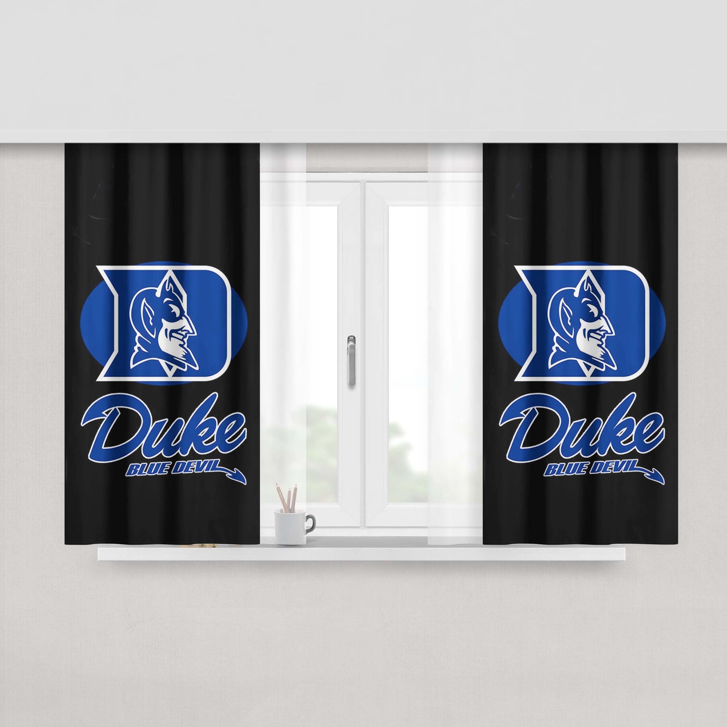 Logo Duke Blue Devils Peach Skin Window Curtains