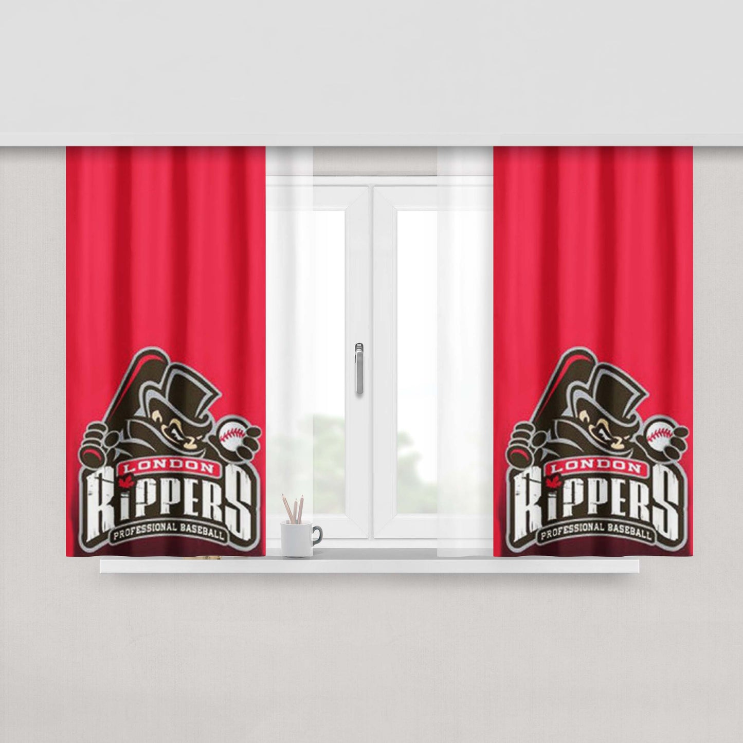 London Rippers Baseball Peach Skin Window Curtains
