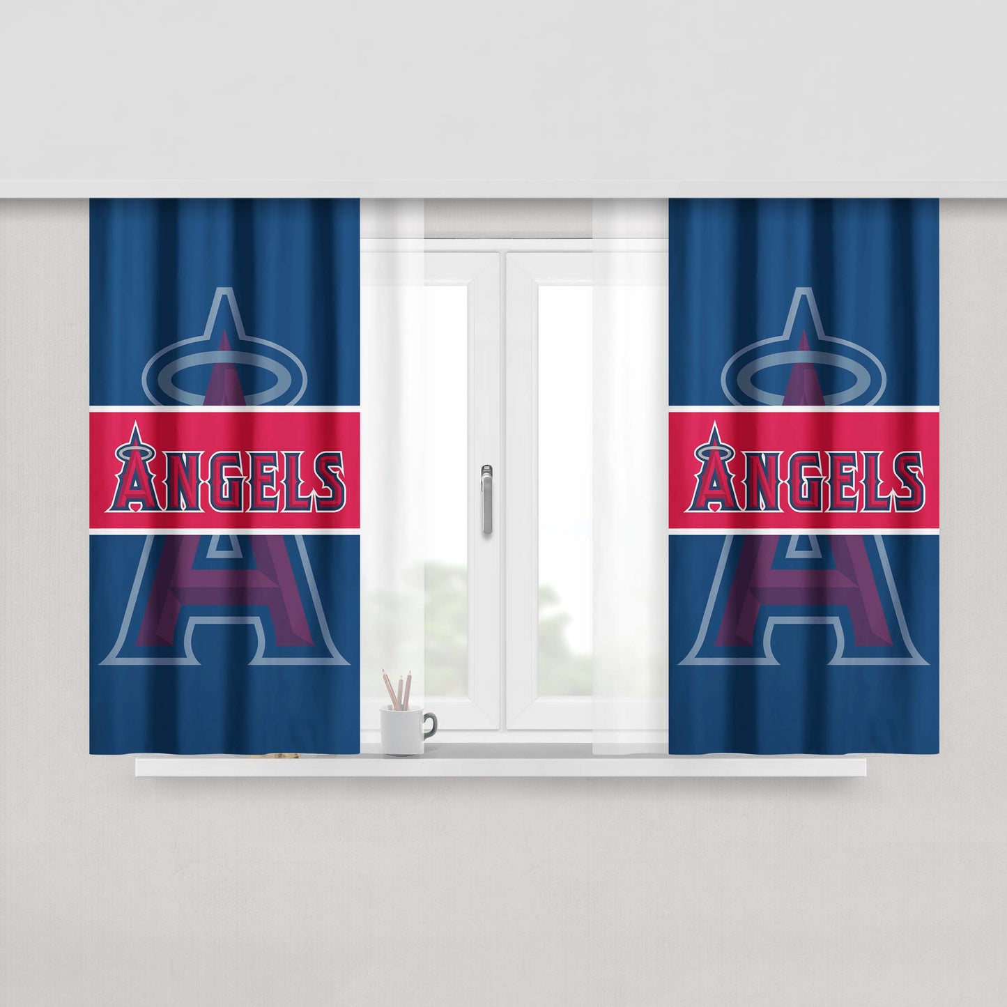 Los Angeles Angels Background Peach Skin Window Curtains