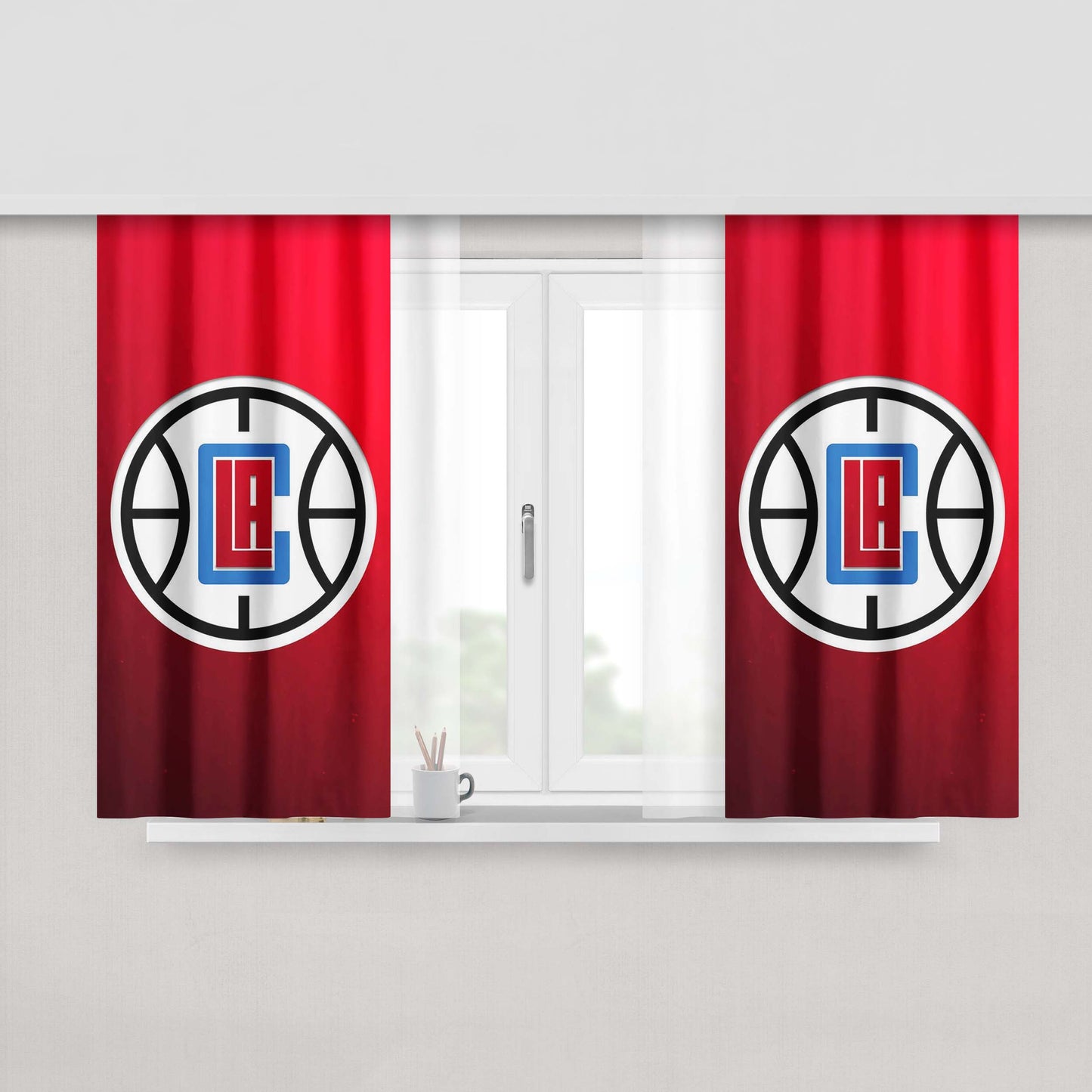 Los Angeles Clippers Nba Minimalist Logo R Peach Skin Window Curtains