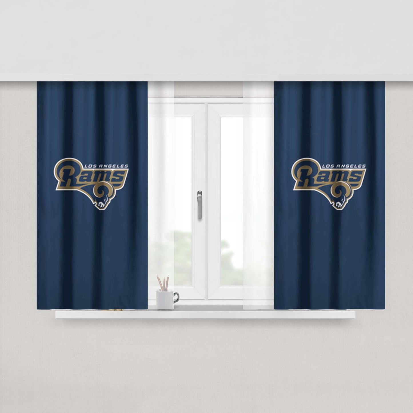 Los Angeles Rams Logo Peach Skin Window Curtains