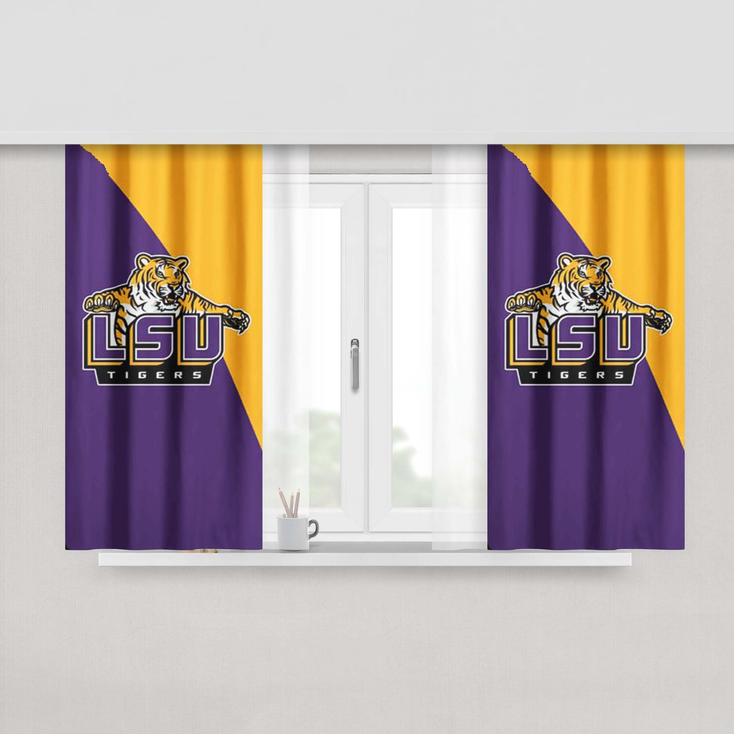 Lsu Tigers Logo Peach Skin Window Curtains
