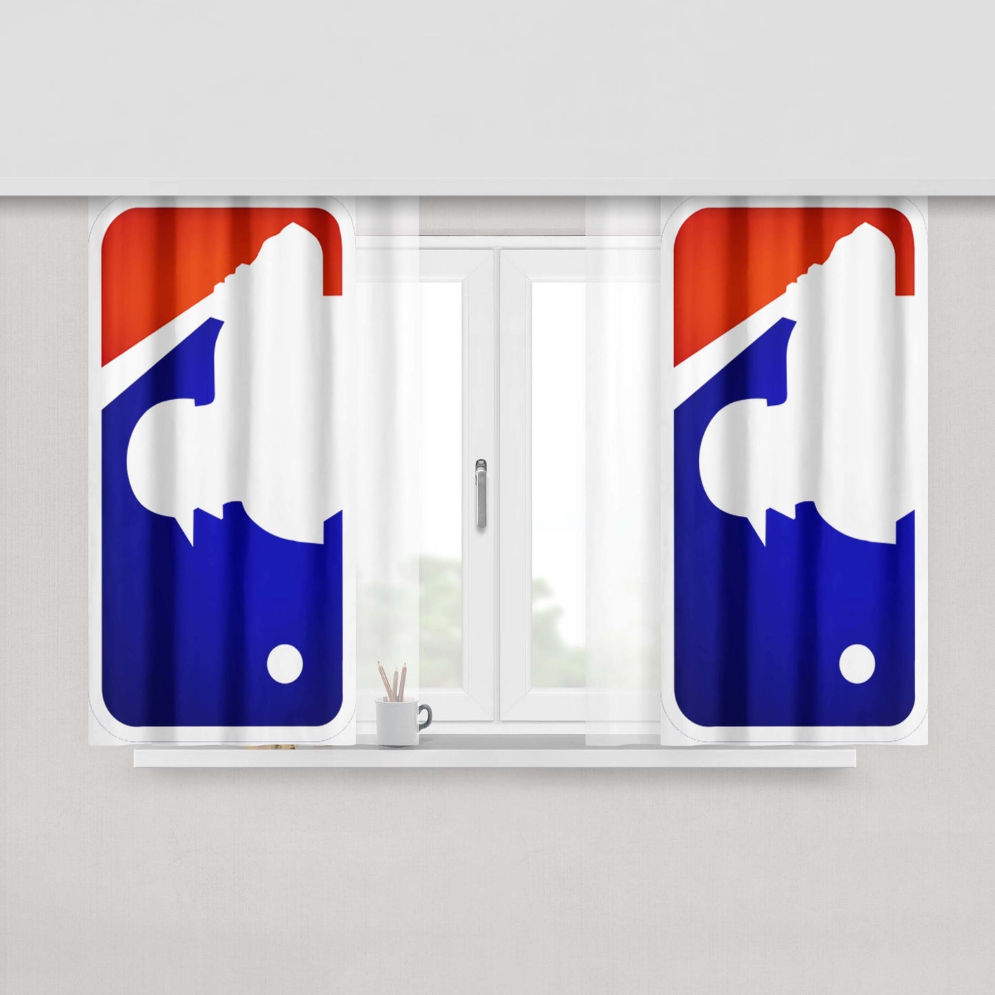 Major League Baseball Logo Peach Skin Window Curtains