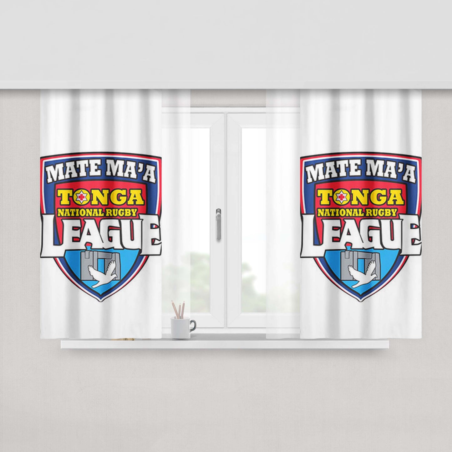 Mate Ma'A League Logo Peach Skin Window Curtains