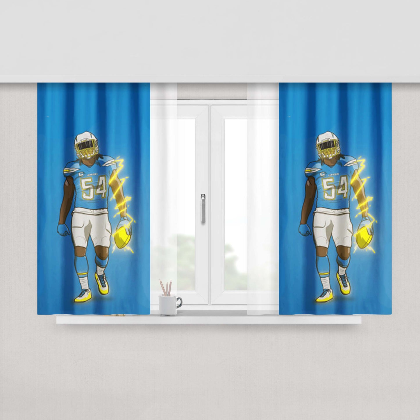 Melvin Ingram Los Angeles Chargers Peach Skin Window Curtains