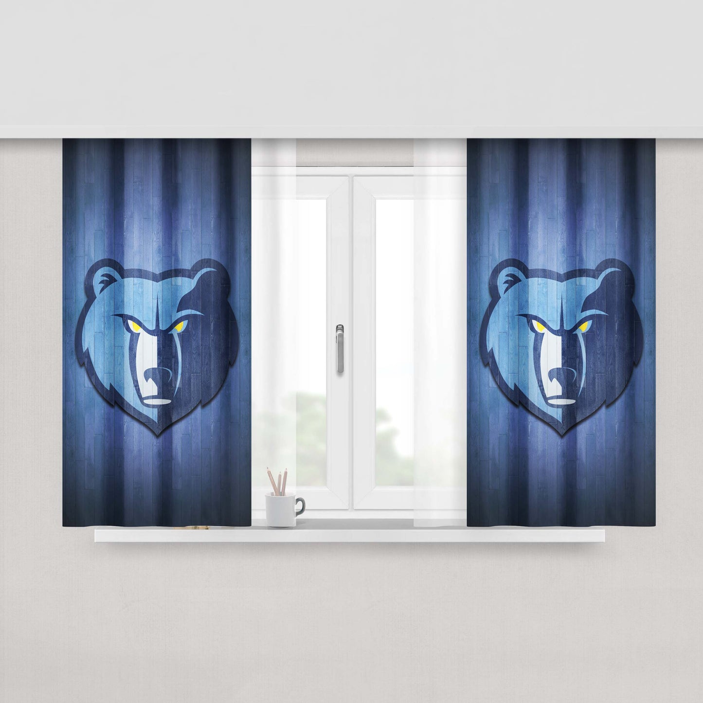 Memphis Grizzlies 2 Peach Skin Window Curtains