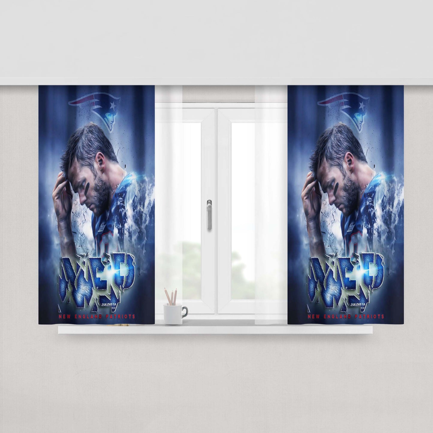 Mep New England And Patriots Peach Skin Window Curtains
