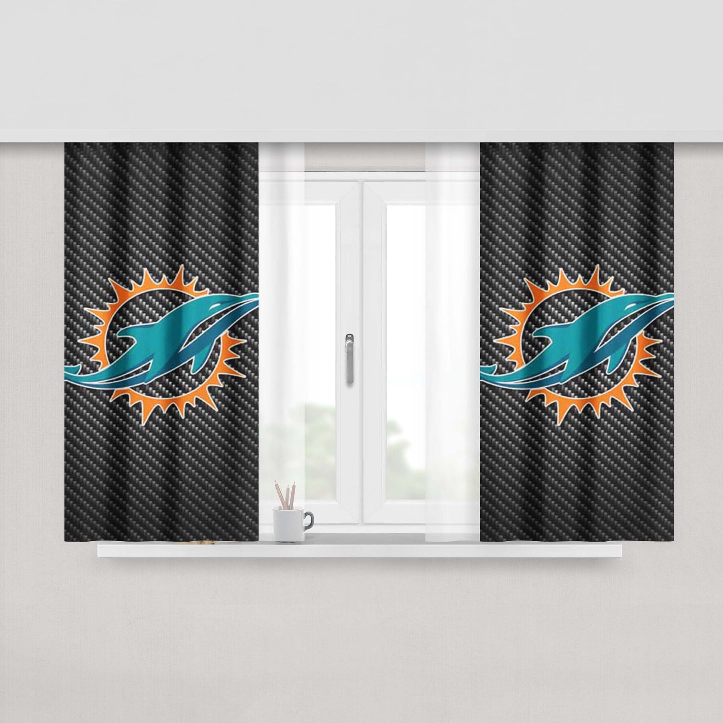 Miami Dolphins Carbon Fiber Peach Skin Window Curtains