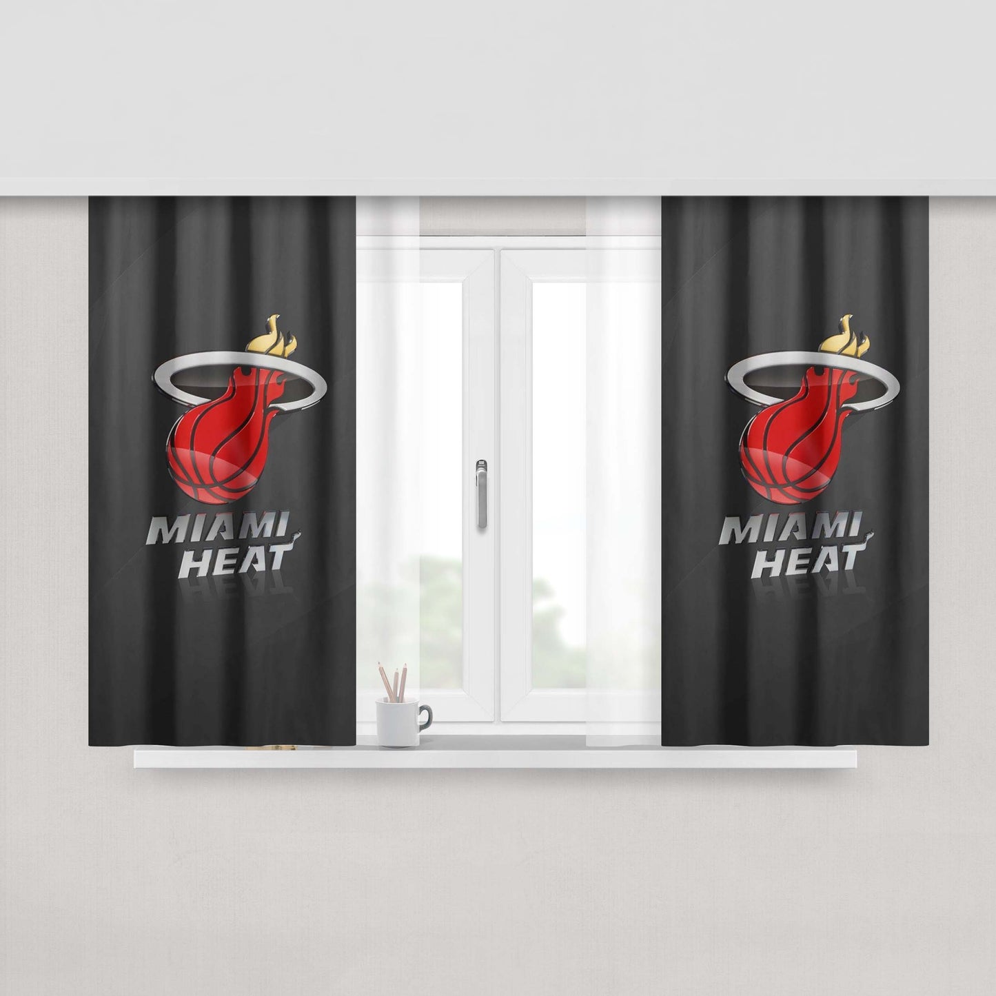 Miami Heat Basketball Team 3D Logo Peach Skin Window Curtains