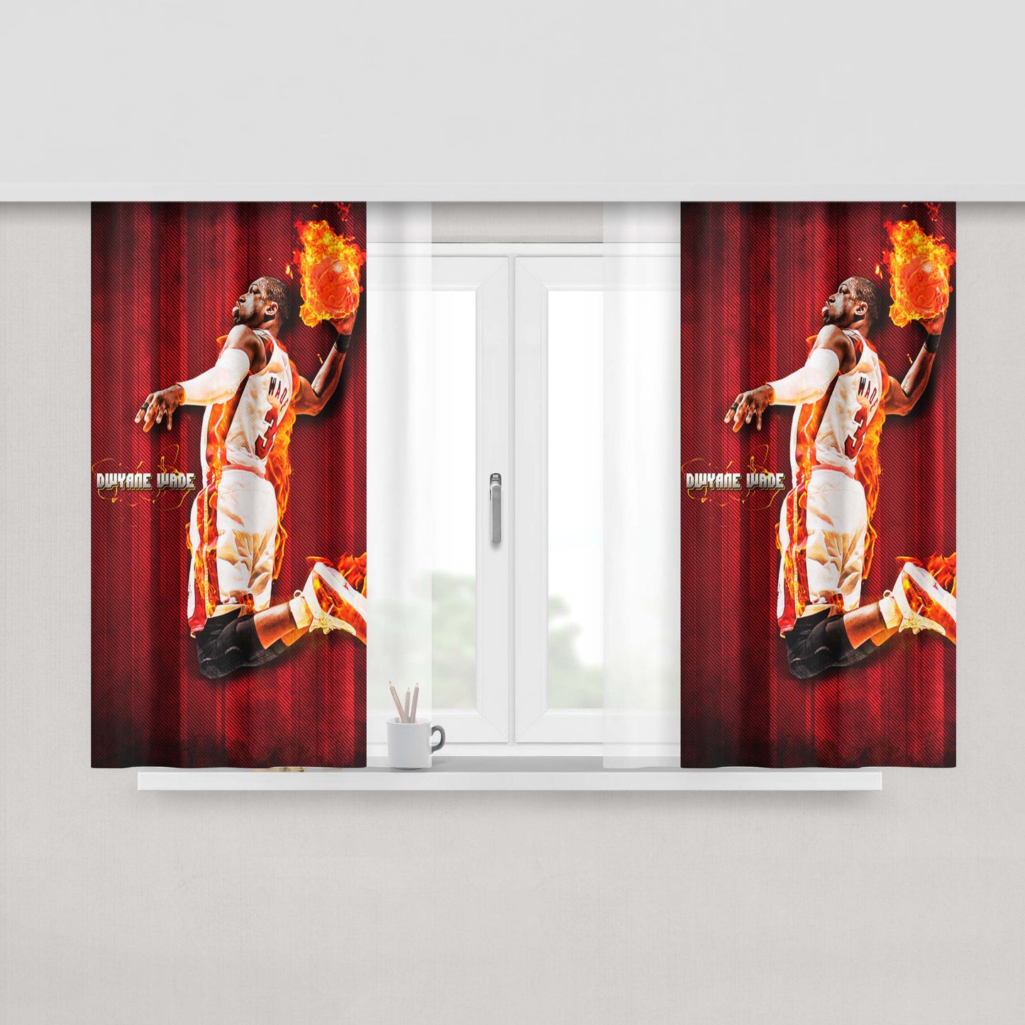 Miami Heat Dwyane Wade Peach Skin Window Curtains
