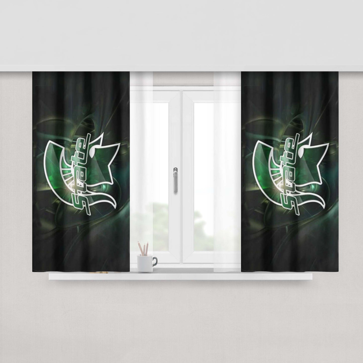 Michigan State Art Peach Skin Window Curtains