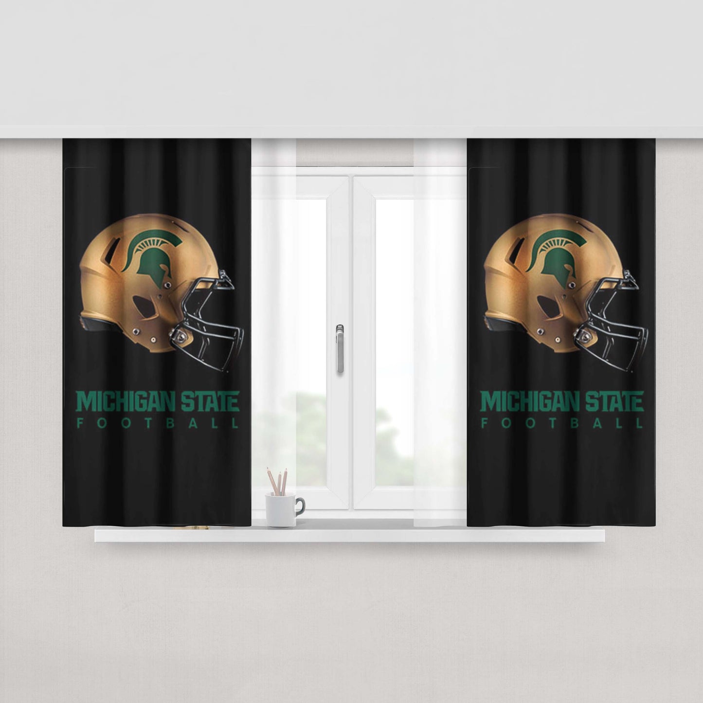 Michigan State Football Peach Skin Window Curtains