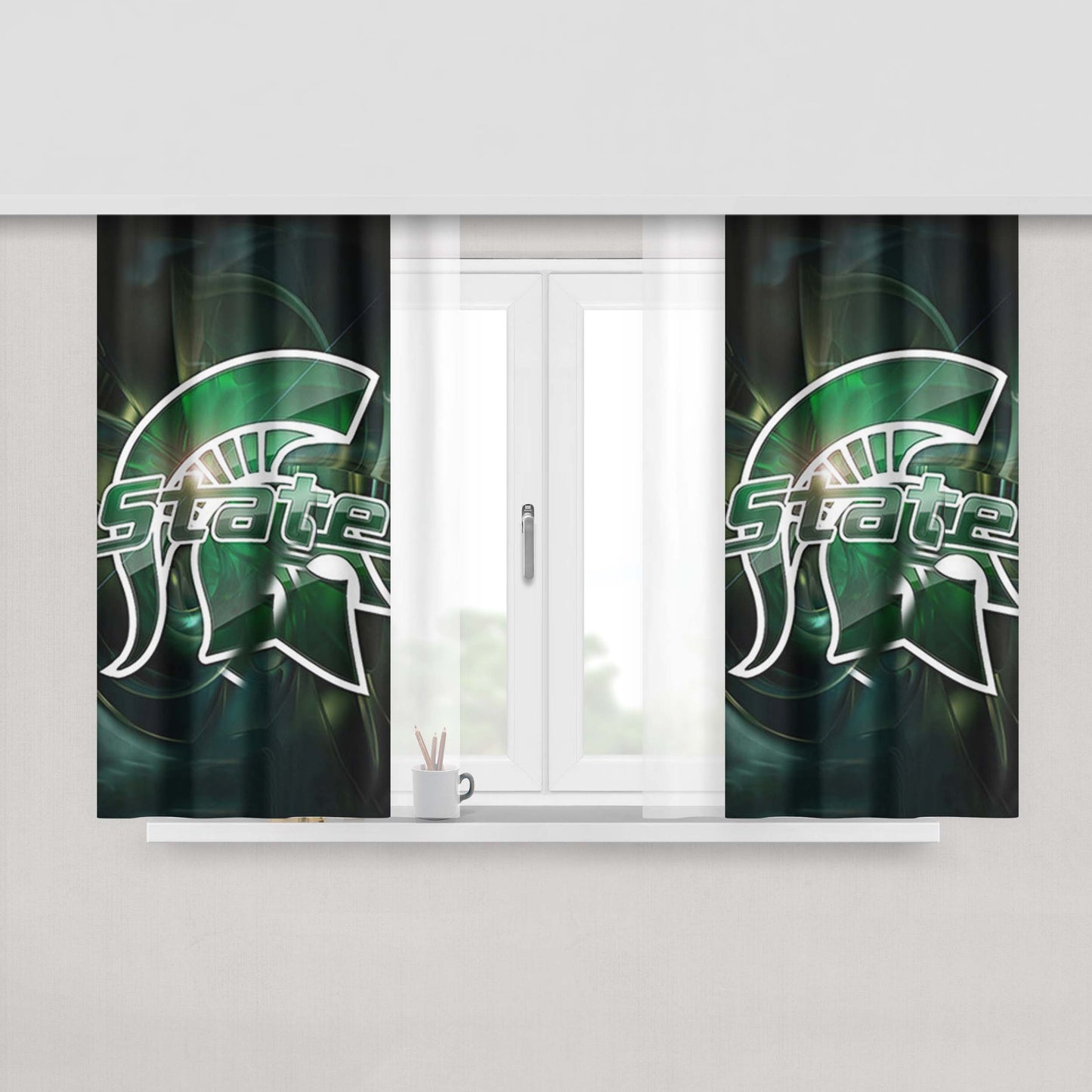 Michigan State Spartans Football University Peach Skin Window Curtains