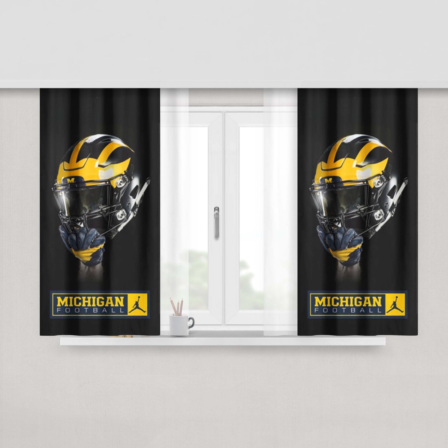 Michigan Wolverines Helmet_Magic Peach Skin Window Curtains