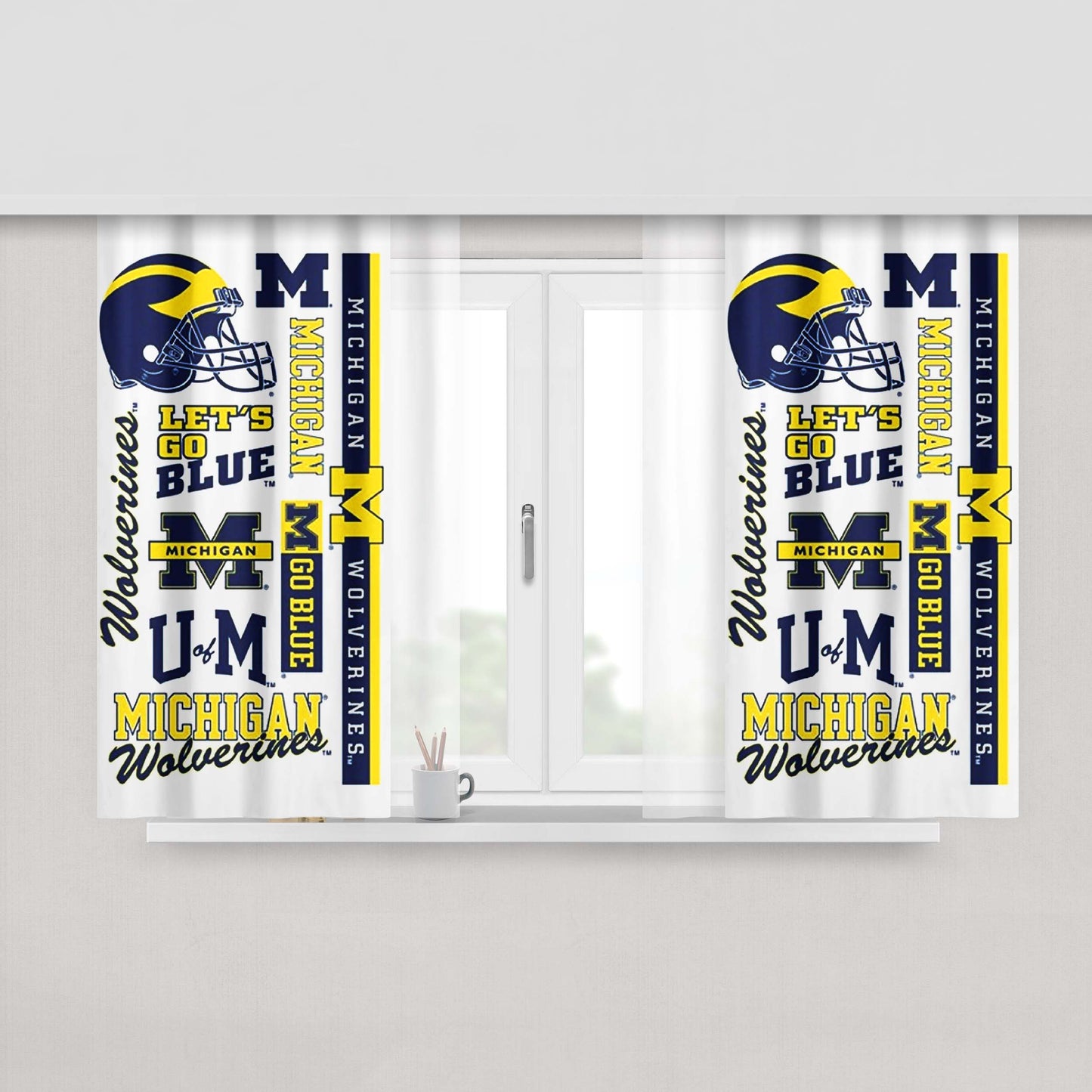 Michigan Wolverines Team Peach Skin Window Curtains