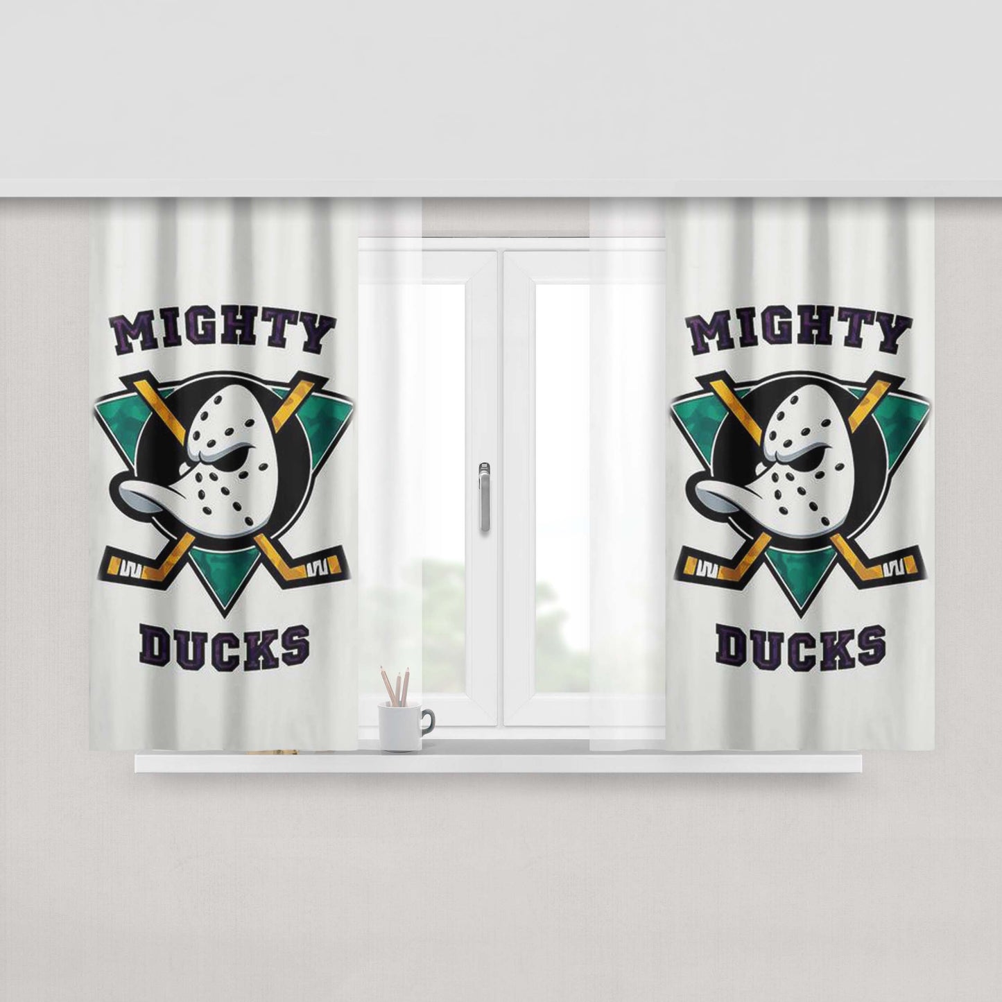 Mighty Ducks Peach Skin Window Curtains