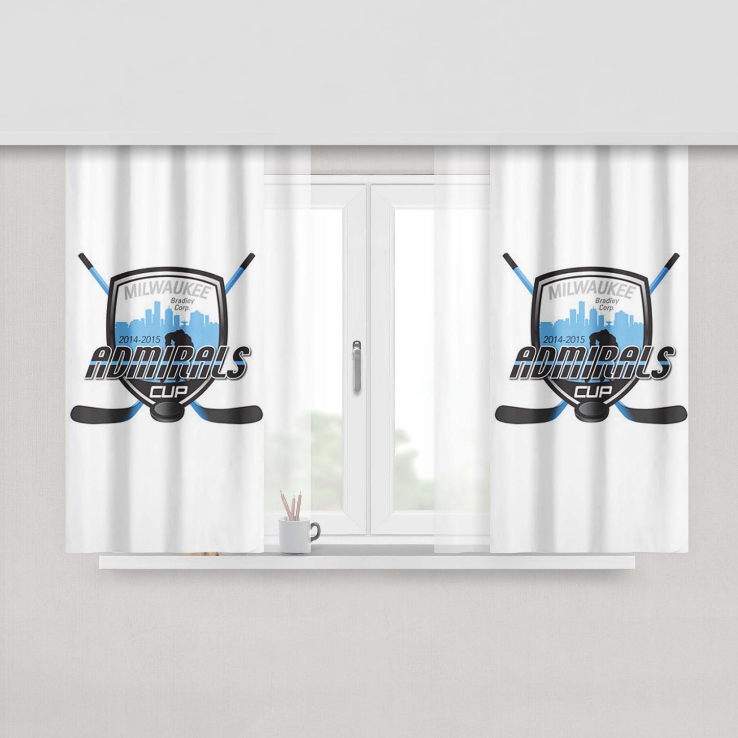 Milwaukee Admirals Hockey Logo Peach Skin Window Curtains