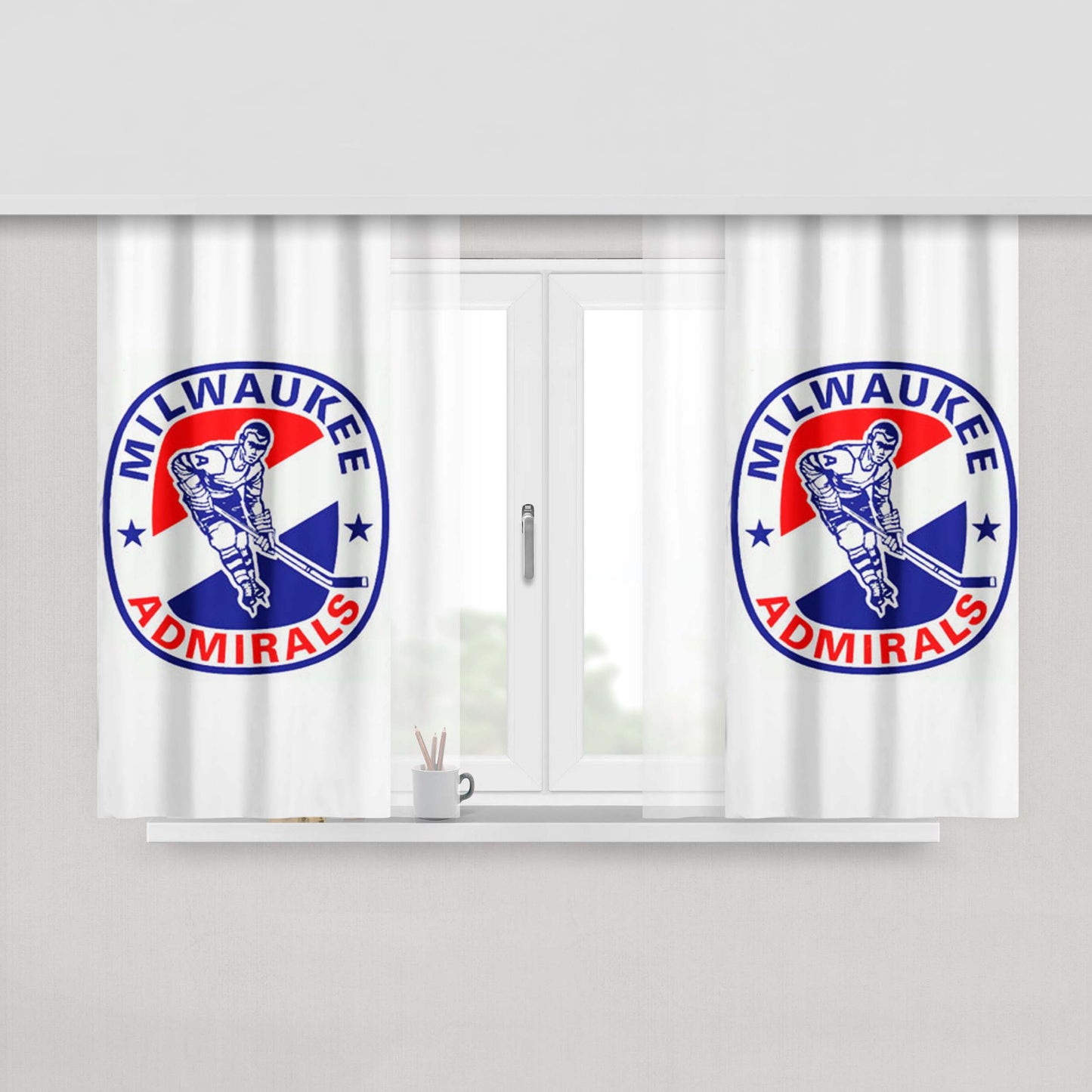 Milwaukee Admirals Hockey Team Logo Peach Skin Window Curtains
