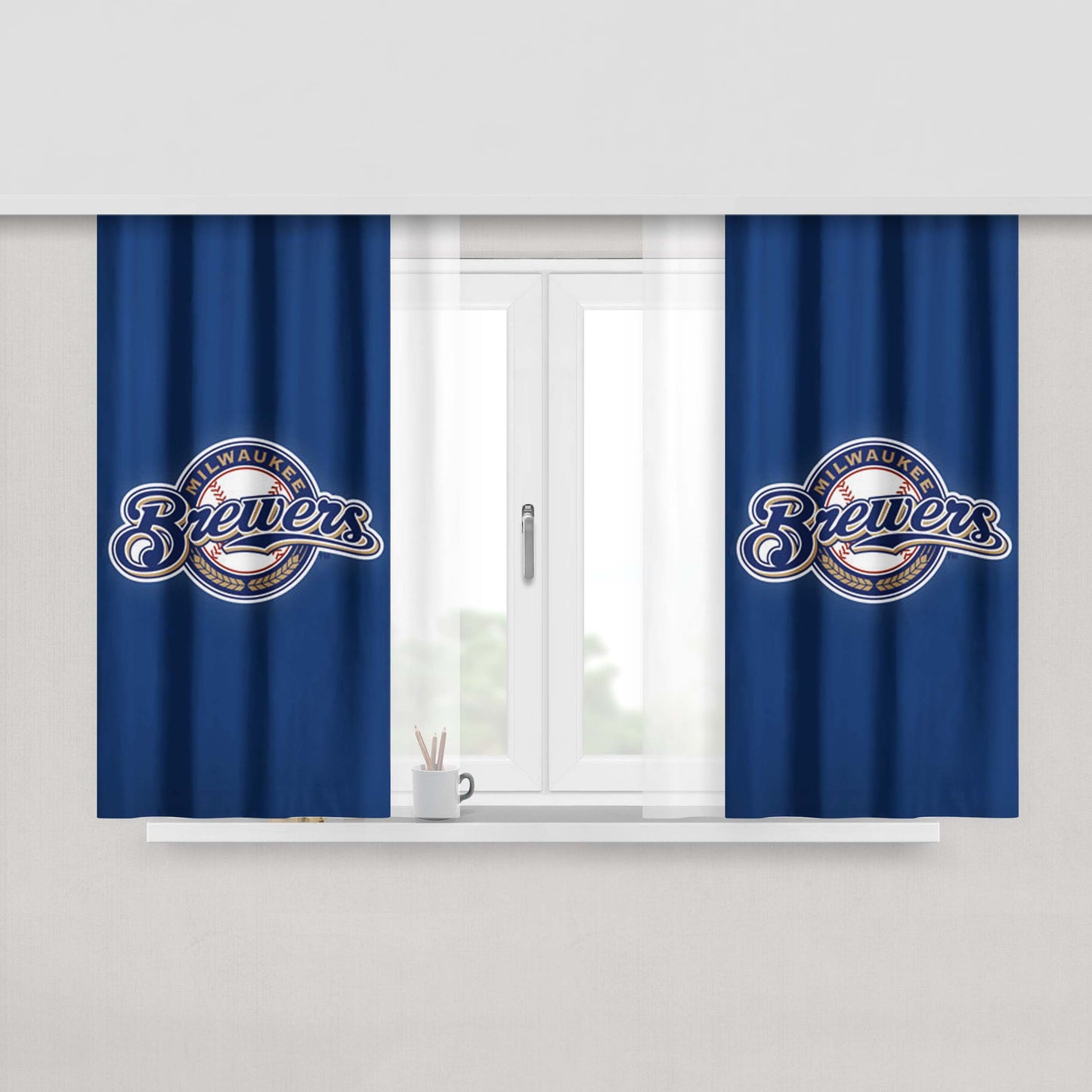 Milwaukee Brewers Logo Peach Skin Window Curtains