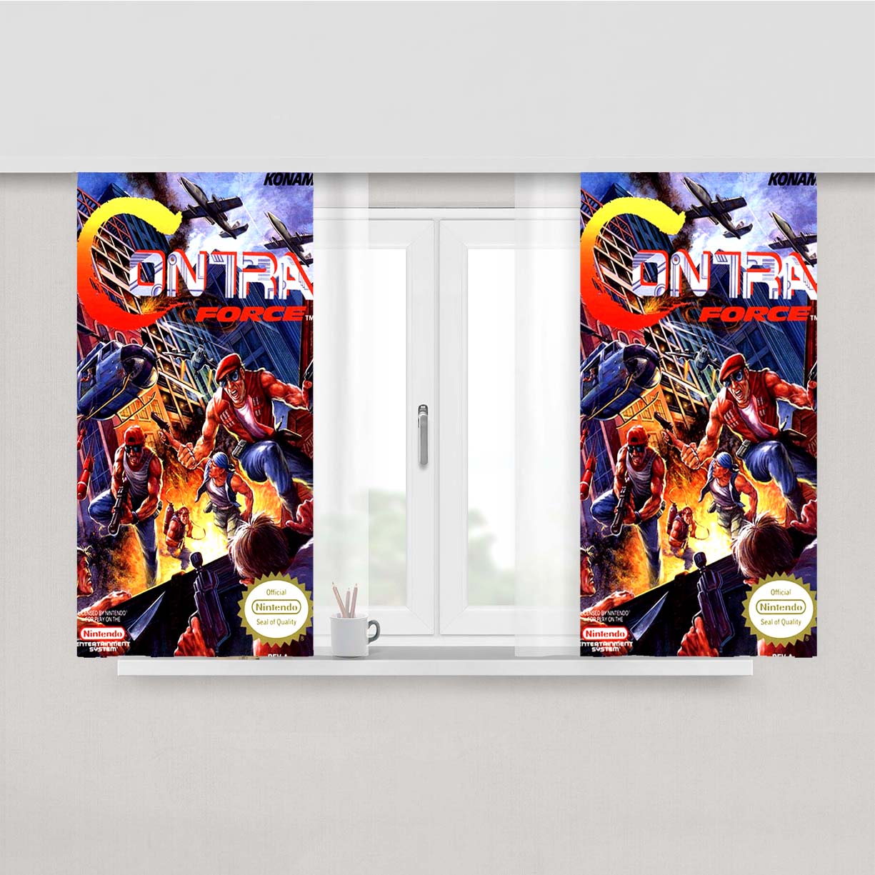 Nes Contra Force 90 Game Peach Skin Window Curtains