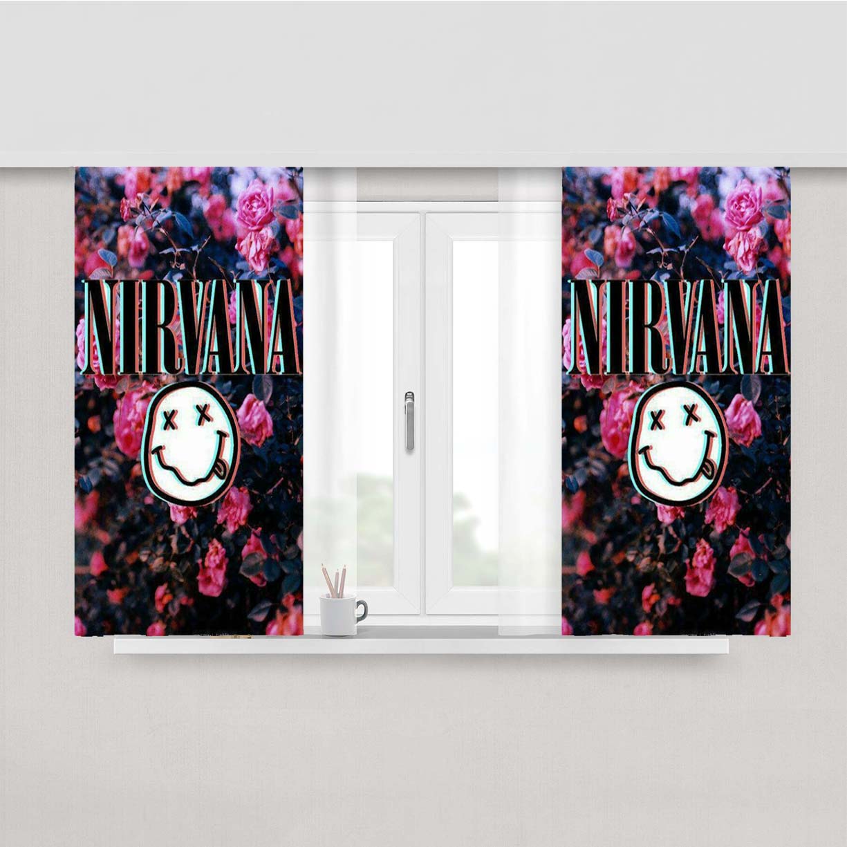 Nirvana Flowers Peach Skin Window Curtains