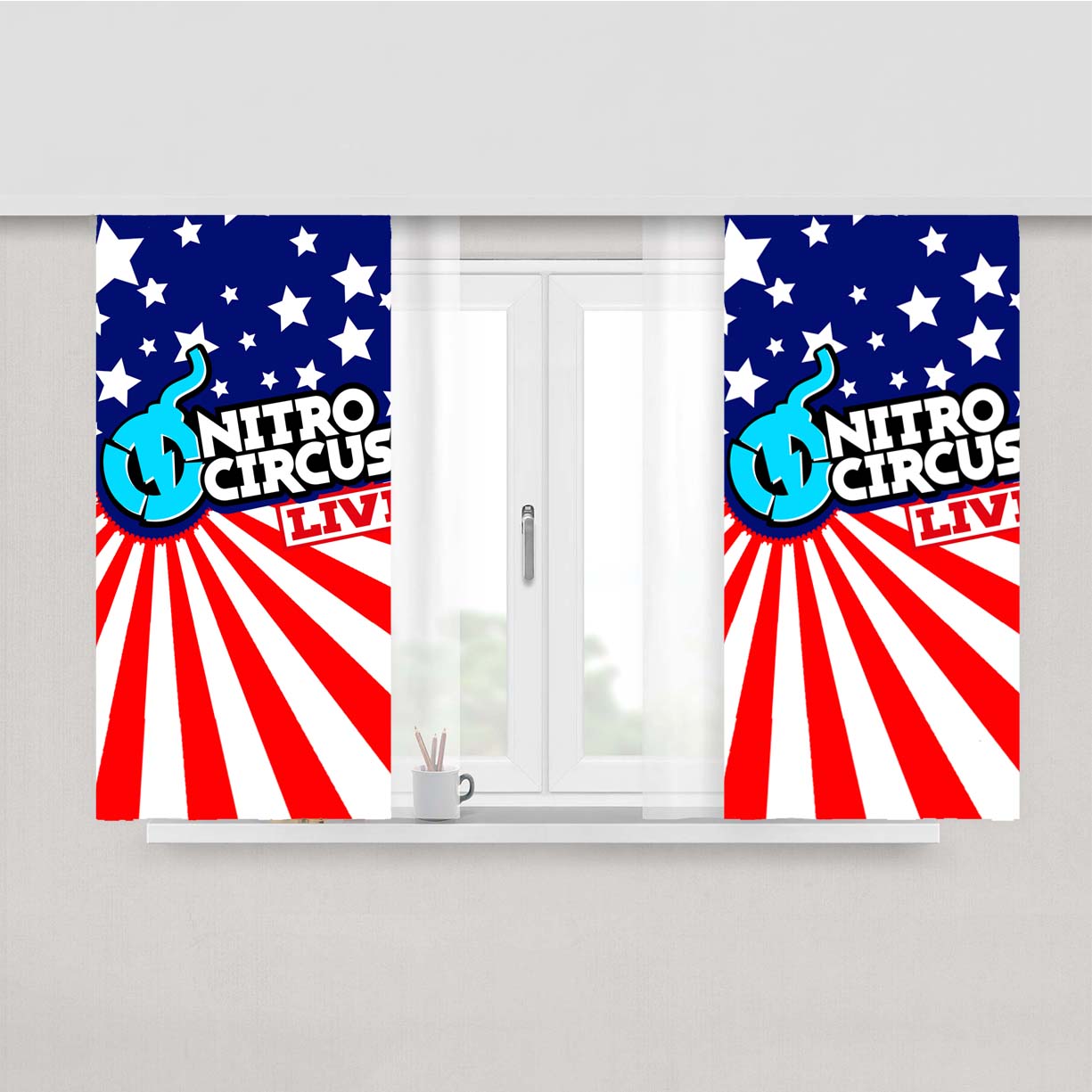 Nitro Circus Action Sport Pastrana Peach Skin Window Curtains