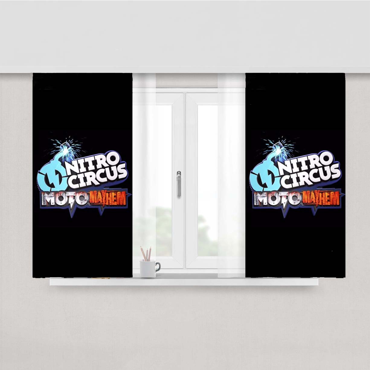 Nitro Circus Moto Mayhem Peach Skin Window Curtains