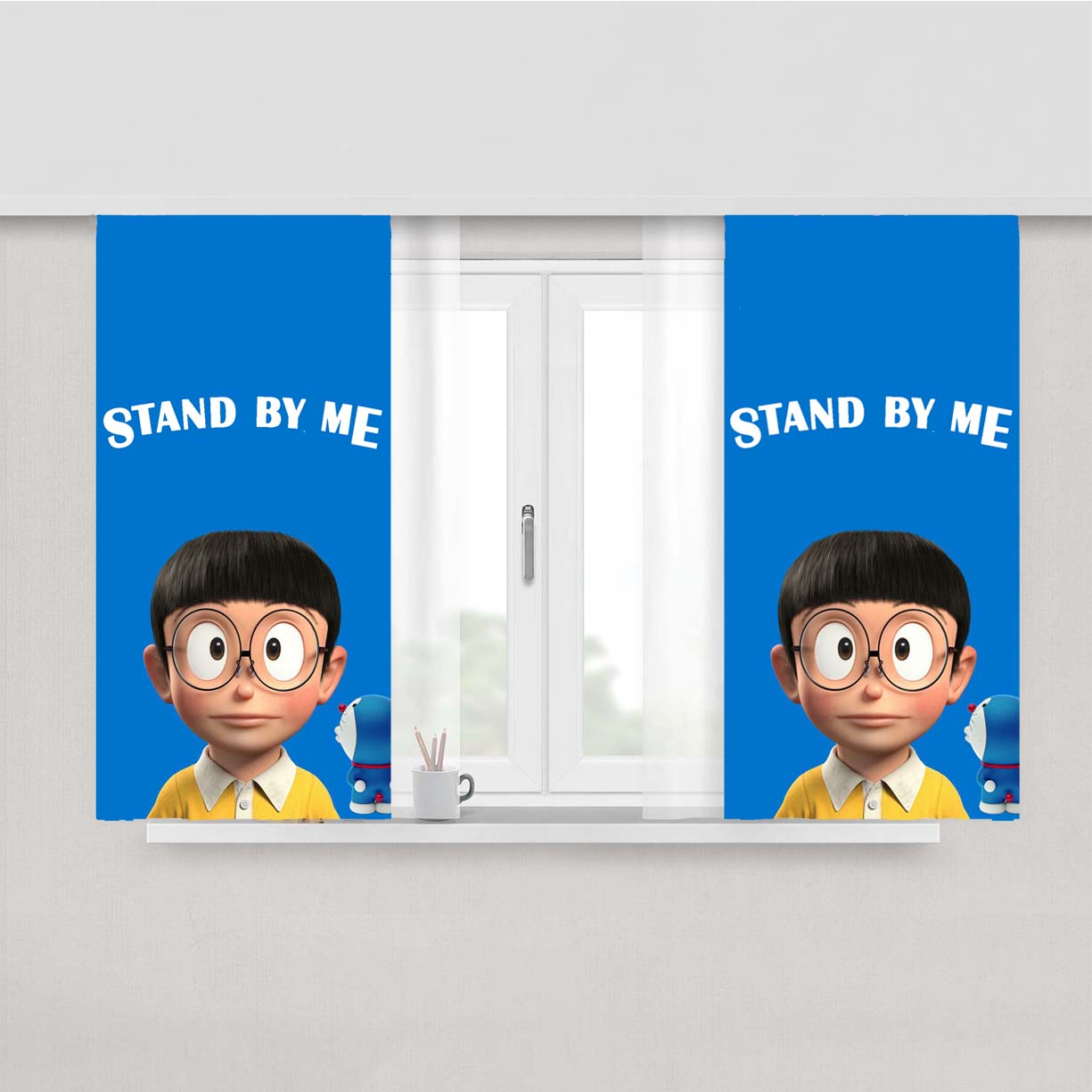 Nobita Doraemon Stand By Me Peach Skin Window Curtains