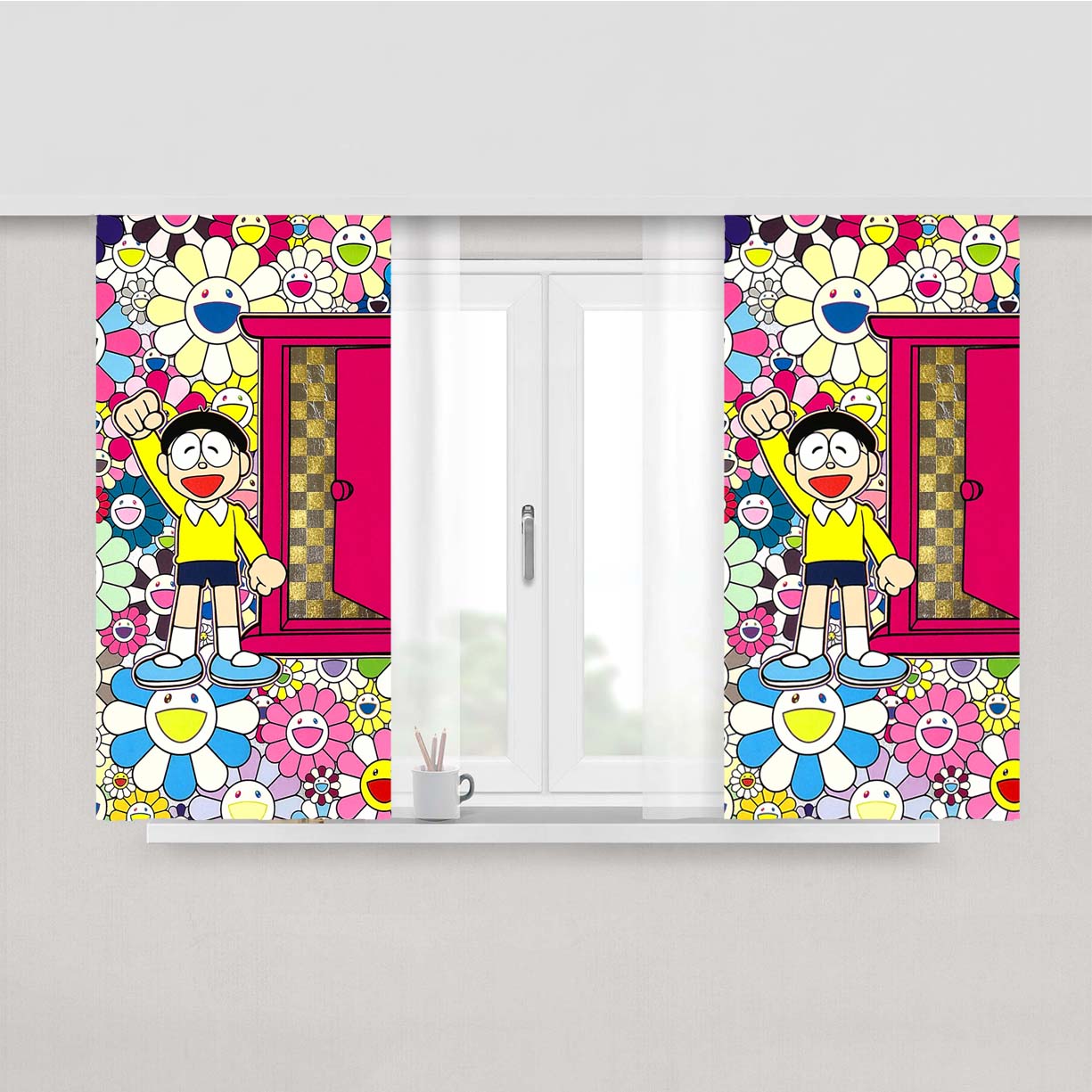 Nobita Takashi Murakami Doraemon Peach Skin Window Curtains