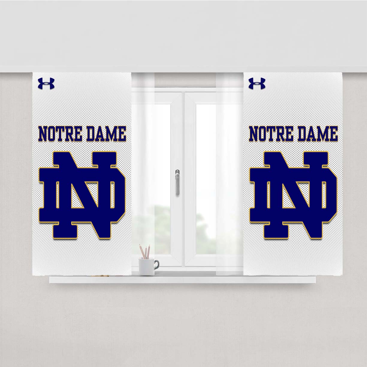 Notre Dame Fighting Irish Jersey Peach Skin Window Curtains