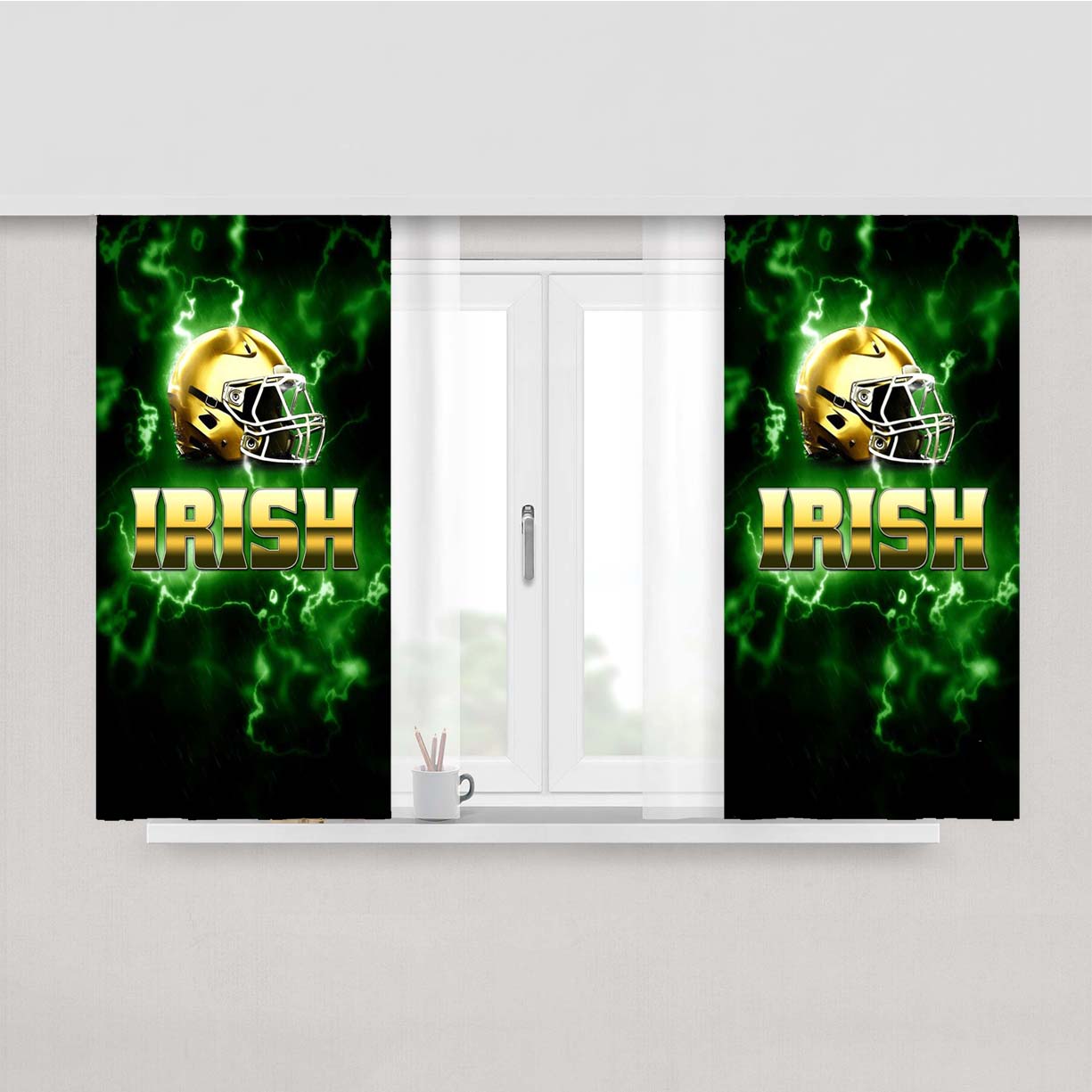Notre Dame Irish Logo Green Peach Skin Window Curtains