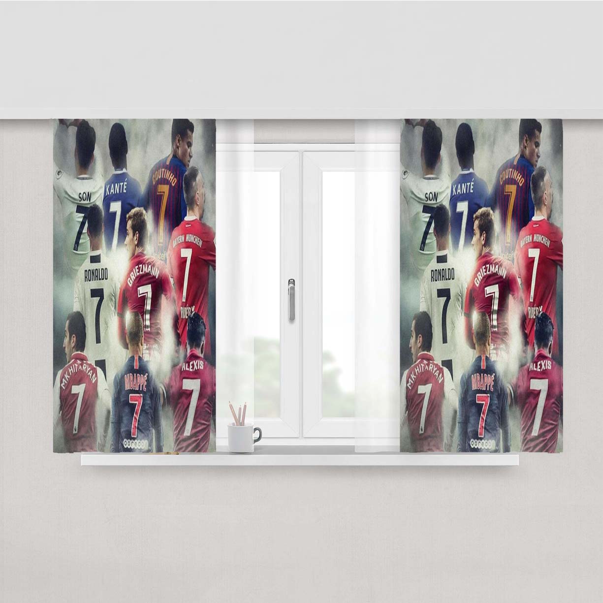 Number 7 Football Pla Peach Skin Window Curtains