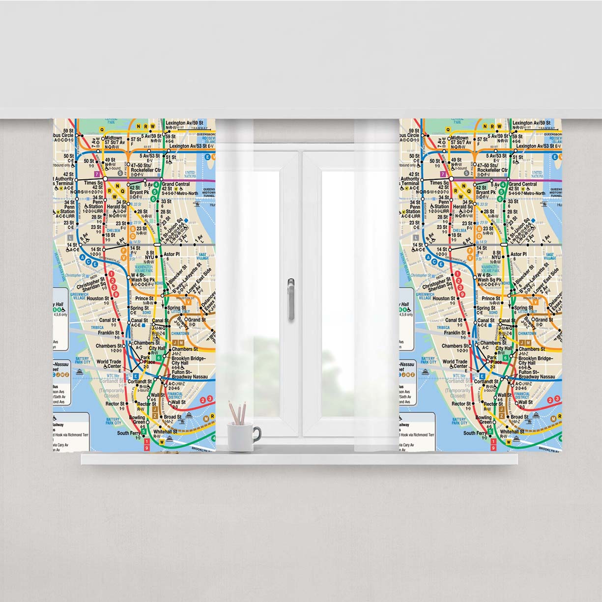 Nyc Subway Map Peach Skin Window Curtains